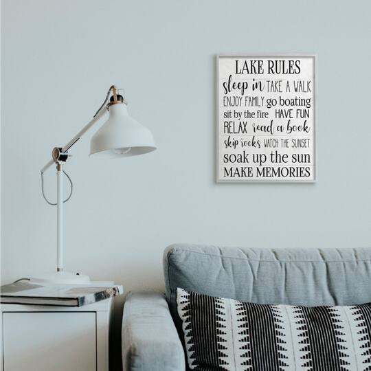 Stupell Industries Lake Rules Wall Art in Gray Frame